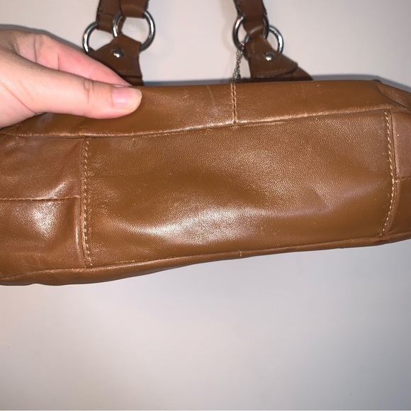 Coach Tan Leather Shoulder Bag with Silver Accents - Picture 9 of 15